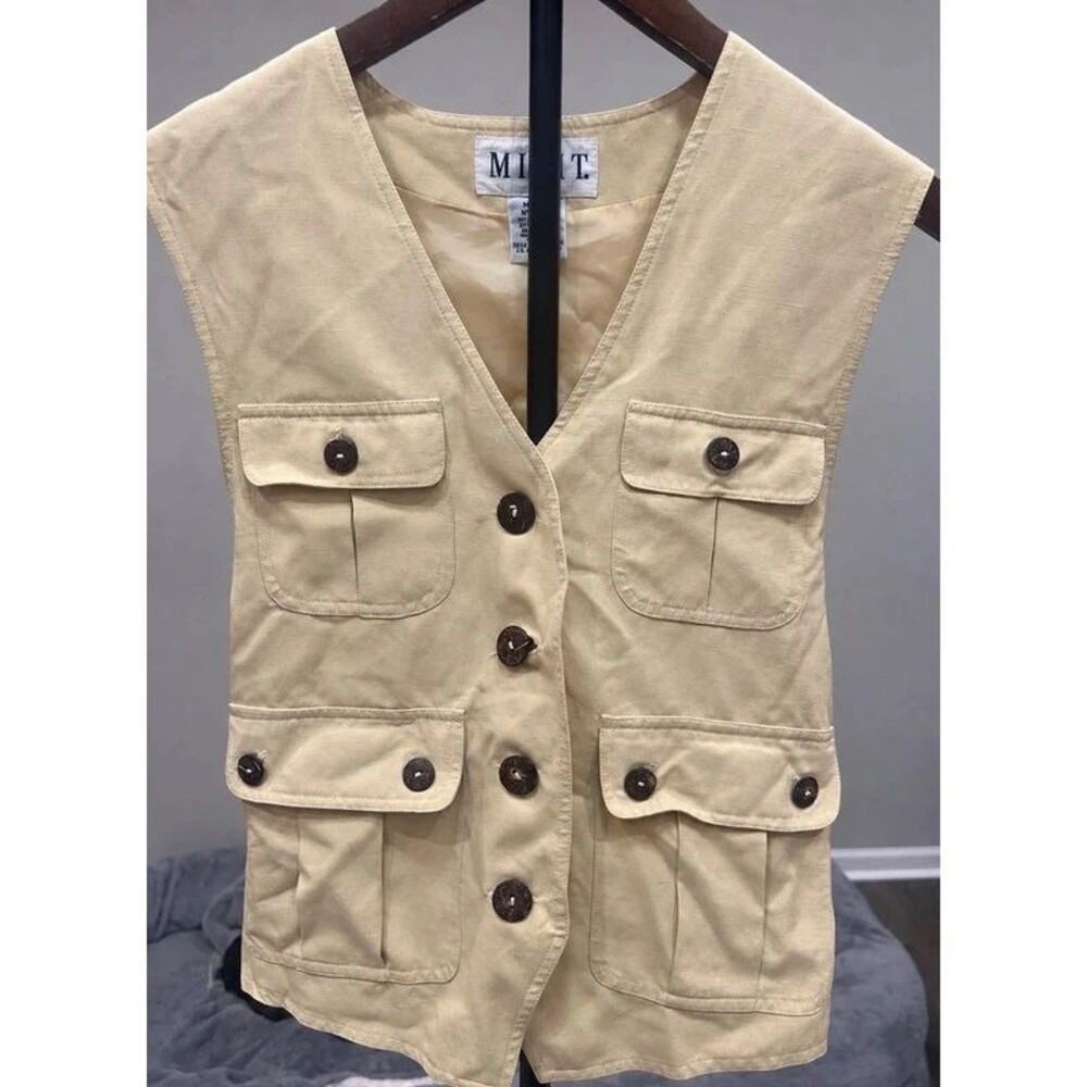 MIXIT Women’s Beige Safari Utility Vest Size Medium